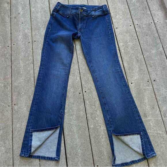 We The Free Denim - We The Free Jeans Women 30x32.5 Blue Relaxed Split Hem‎ Stretch Zip Fly Mid Rise
